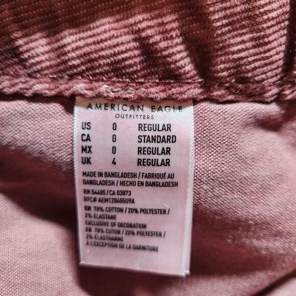 American Eagle Corduroy Mini‎ Skirt Short Pink Stretch Pockets Cargo Burnout 0 - Picture 10 of 10